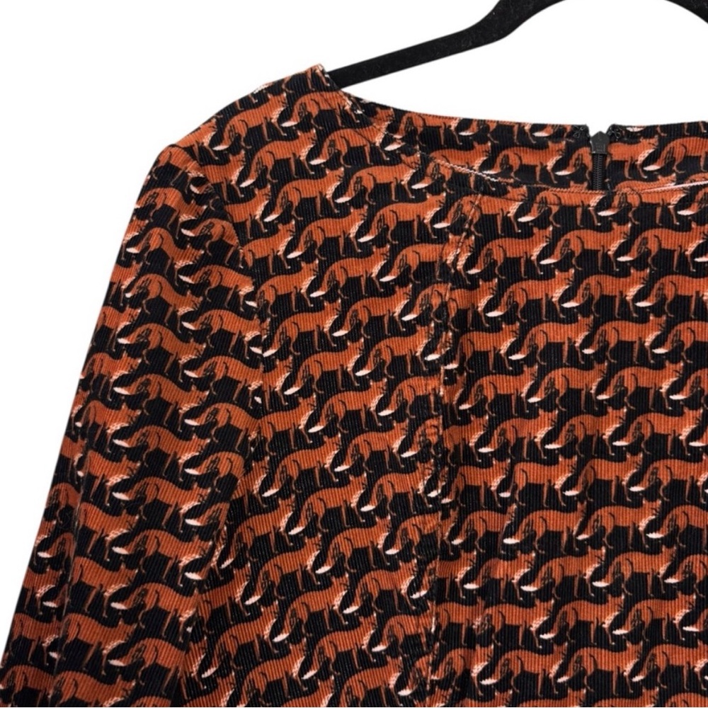 Boden Dress Fox Print Corduroy Whimsical Shift Dress Size 12R - Picture 2 of 5